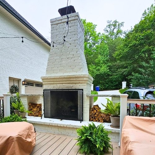 custom designed outdoor fireplace